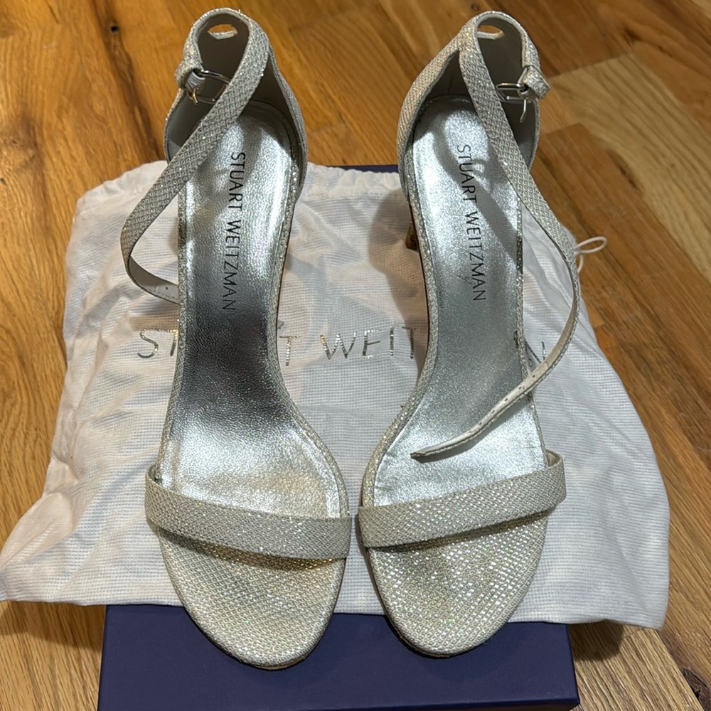 Stuart weitzman BNUNAKEDSTRAIGHT ARGENTO NOIR women's size 8